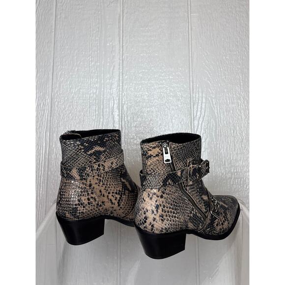 ALLSAINTS "Lior" Leather Snakeskin Embossed Booties in Taupe NWOB 37/US 6 $380 - Picture 6 of 9